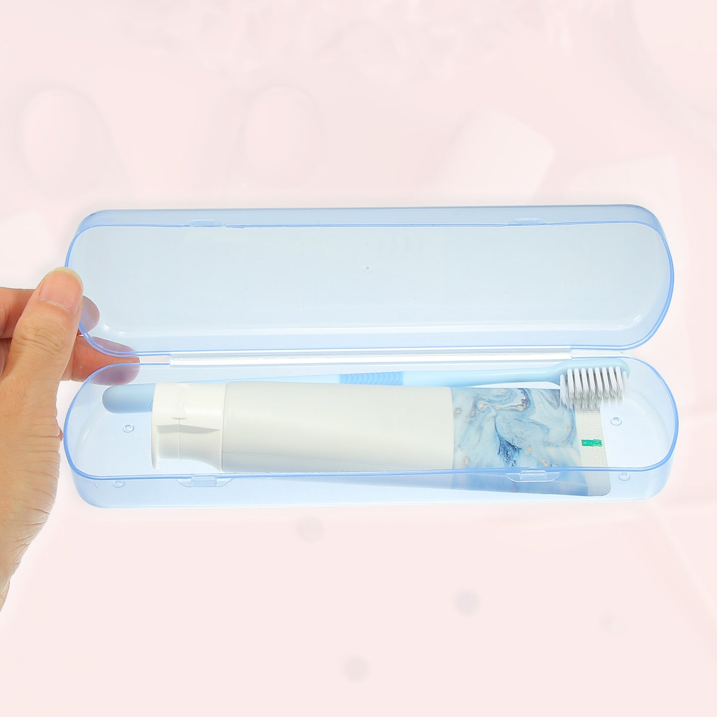 Plastic Lightweight Traveling Toothbrush Holders Case, 2.17"x1.38"x8.07" Blue