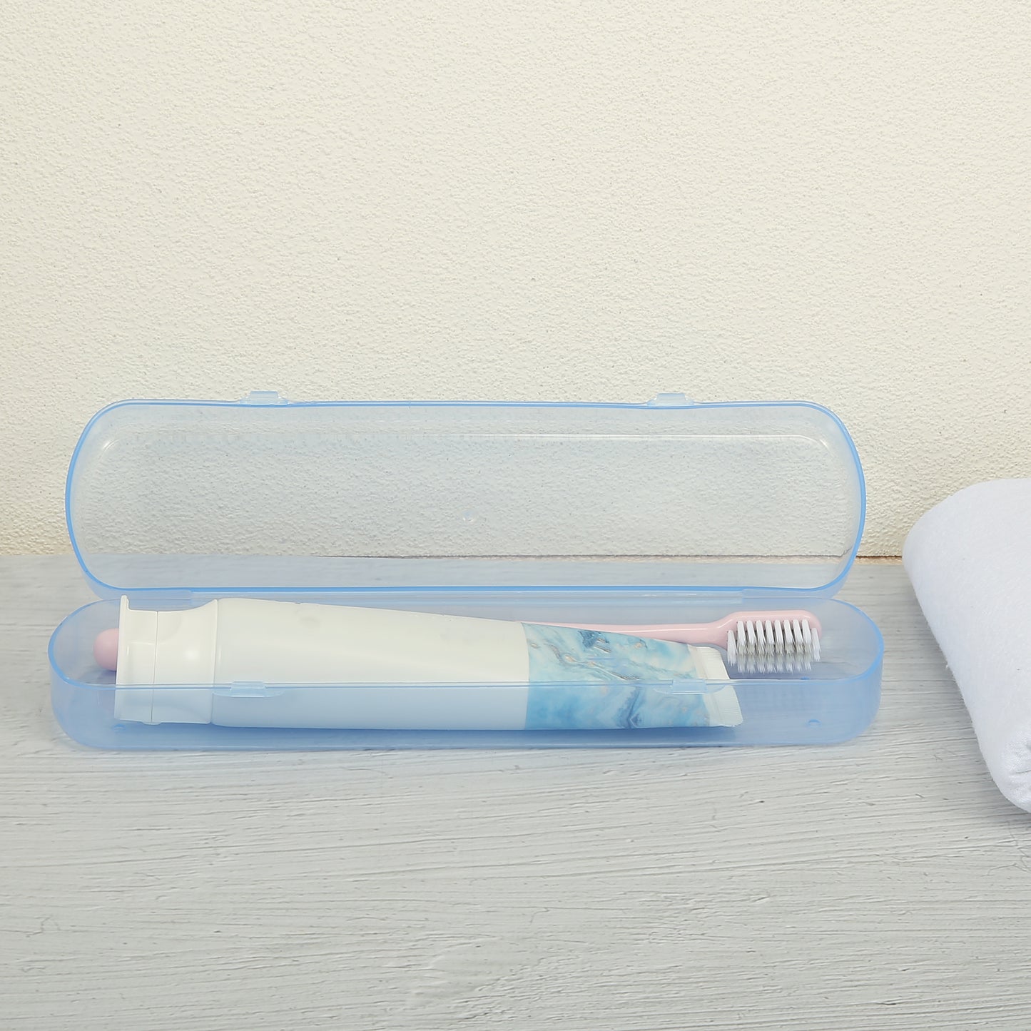 Plastic Lightweight Traveling Toothbrush Holders Case, 2.17"x1.38"x8.07" Blue