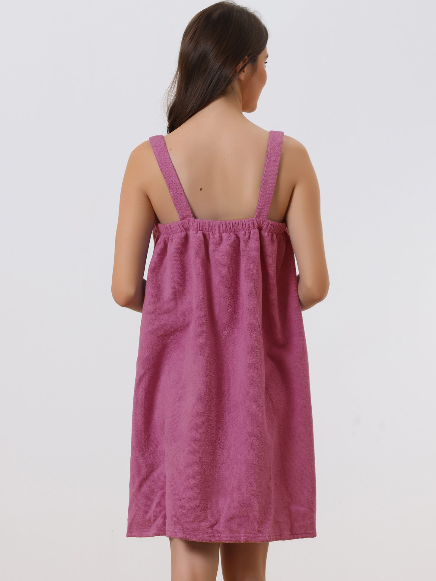 Women's Towel Dress Terry Wrap Bathrobe Spa Towelling Robe with Strap for Gym Shower Bath