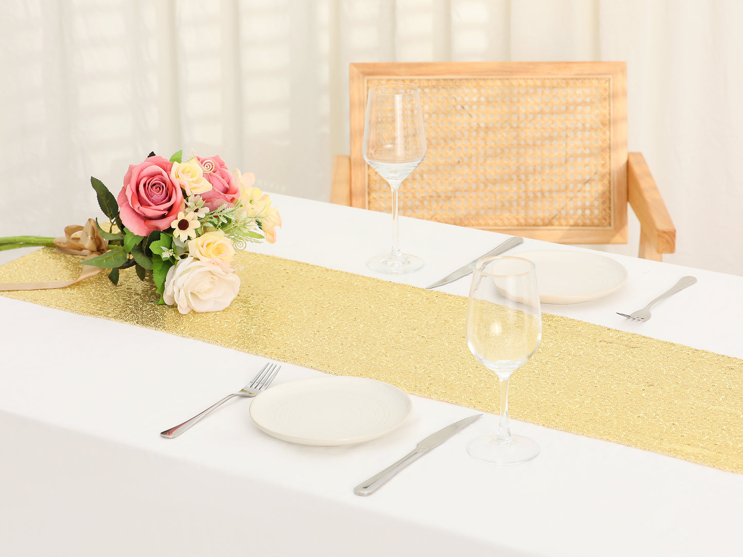 1 Pack Table Runners, Glitter Sequin Fabric Runner Shiny Table Decorations