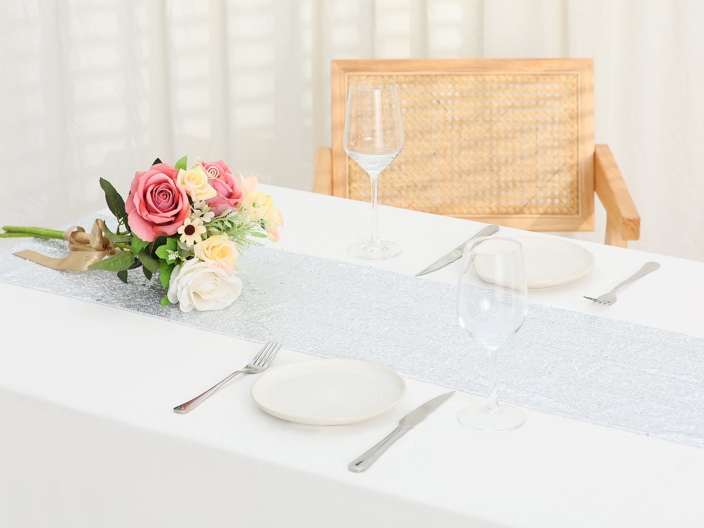 1 Pack Table Runners, Glitter Sequin Fabric Runner Shiny Table Decorations