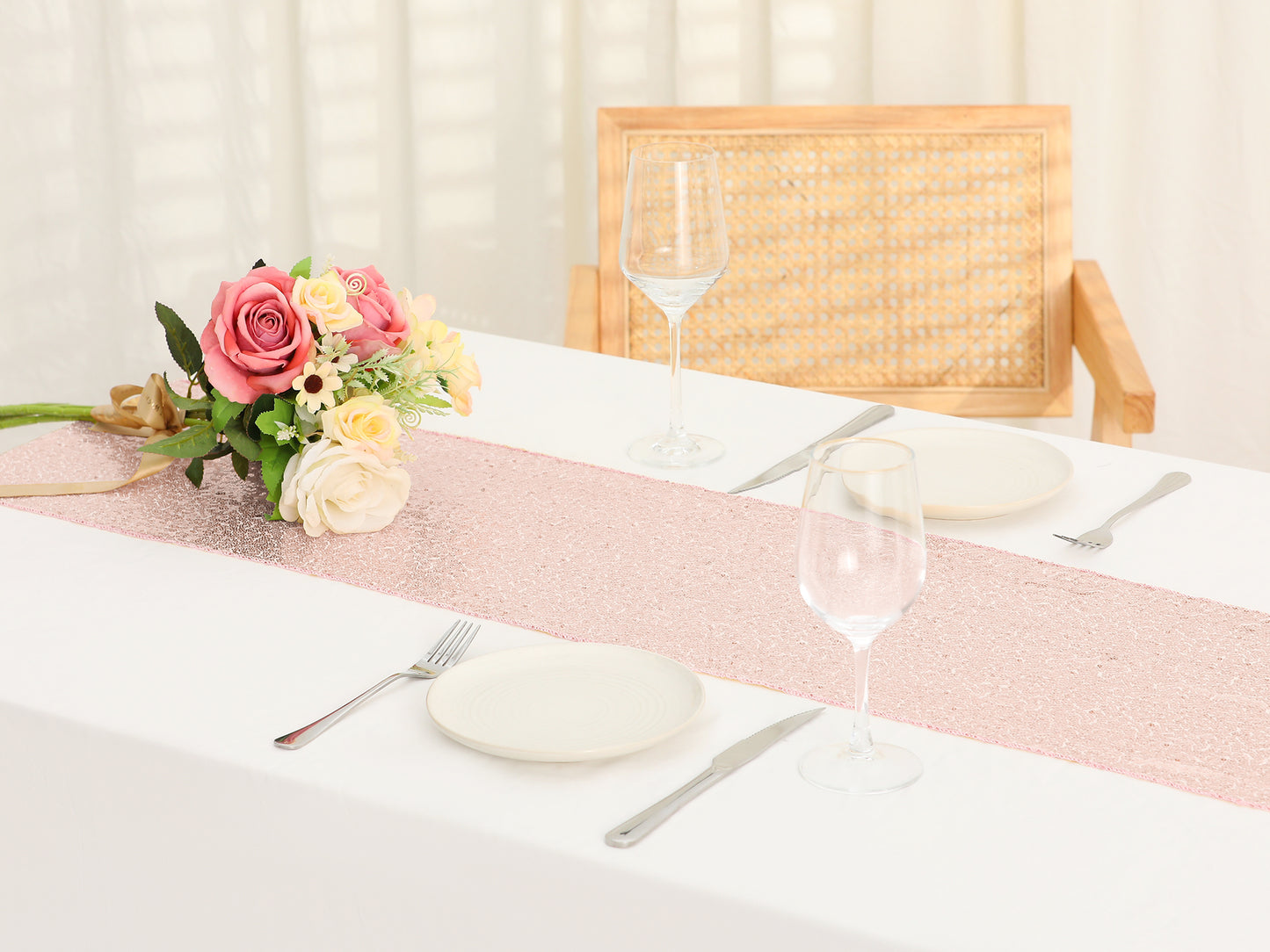 1 paquete de caminos de mesa, camino de tela con lentejuelas brillantes, decoraciones de mesa brillantes