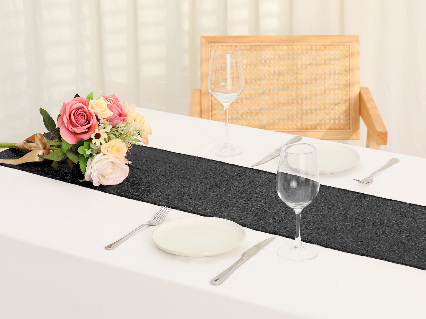 1 Pack Table Runners, Glitter Sequin Fabric Runner Shiny Table Decorations