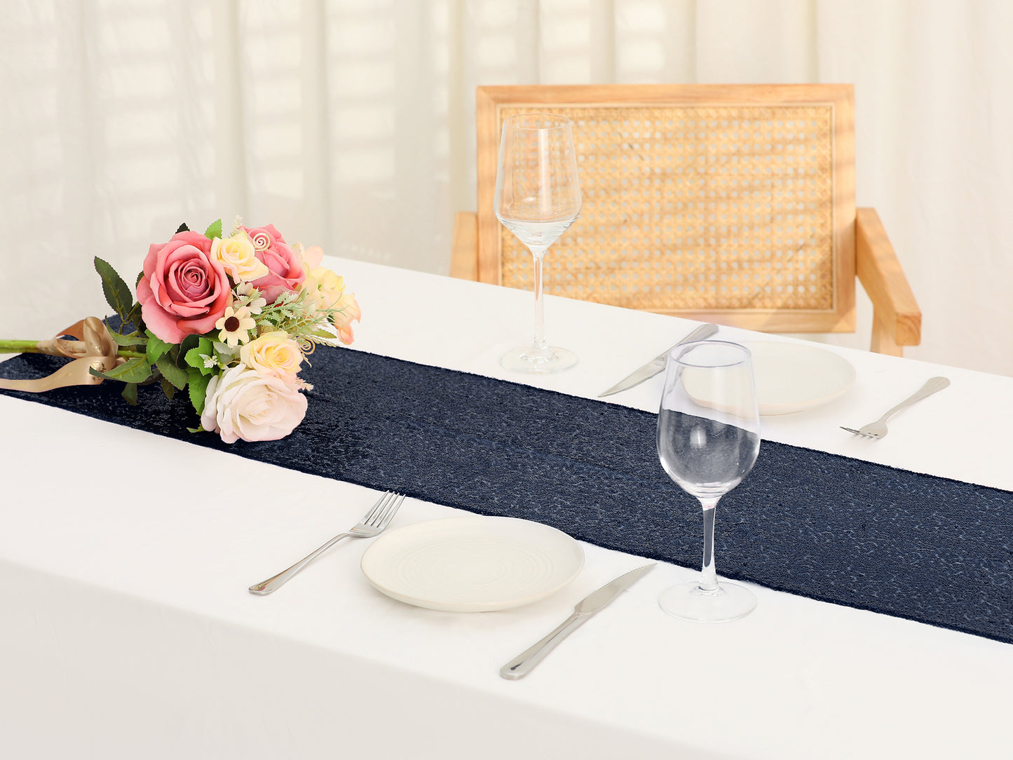 1 Pack Table Runners, Glitter Sequin Fabric Runner Shiny Table Decorations