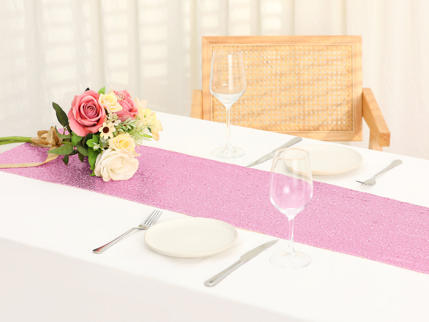 1 Pack Table Runners, Glitter Sequin Fabric Runner Shiny Table Decorations