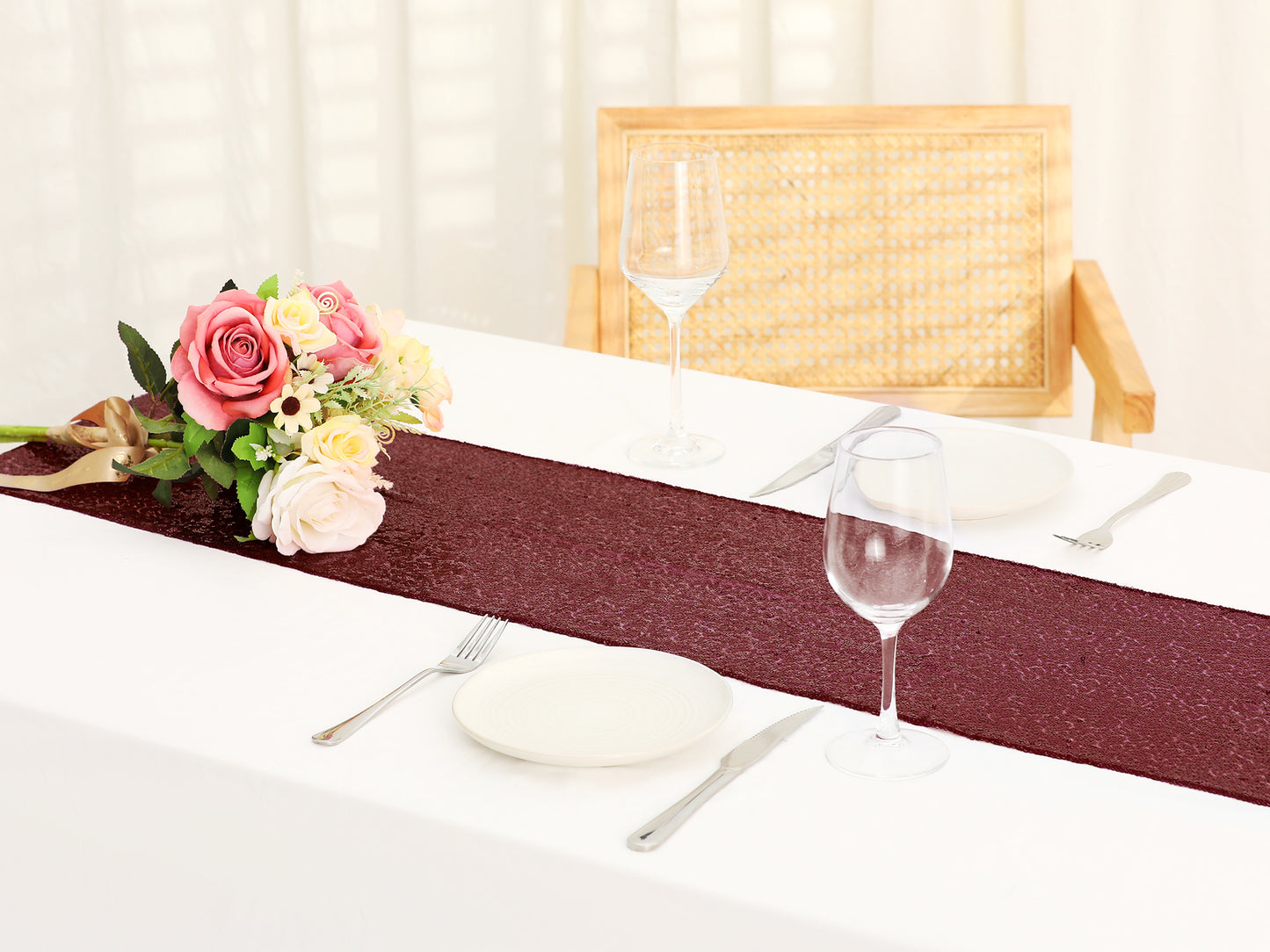 1 Pack Table Runners, Glitter Sequin Fabric Runner Shiny Table Decorations