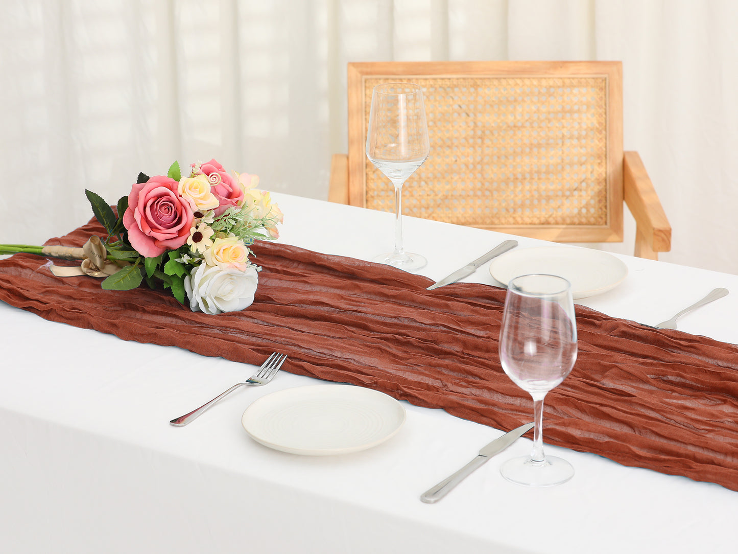 6 Pack Farmhouse Table Runner, Rustic Table Runner