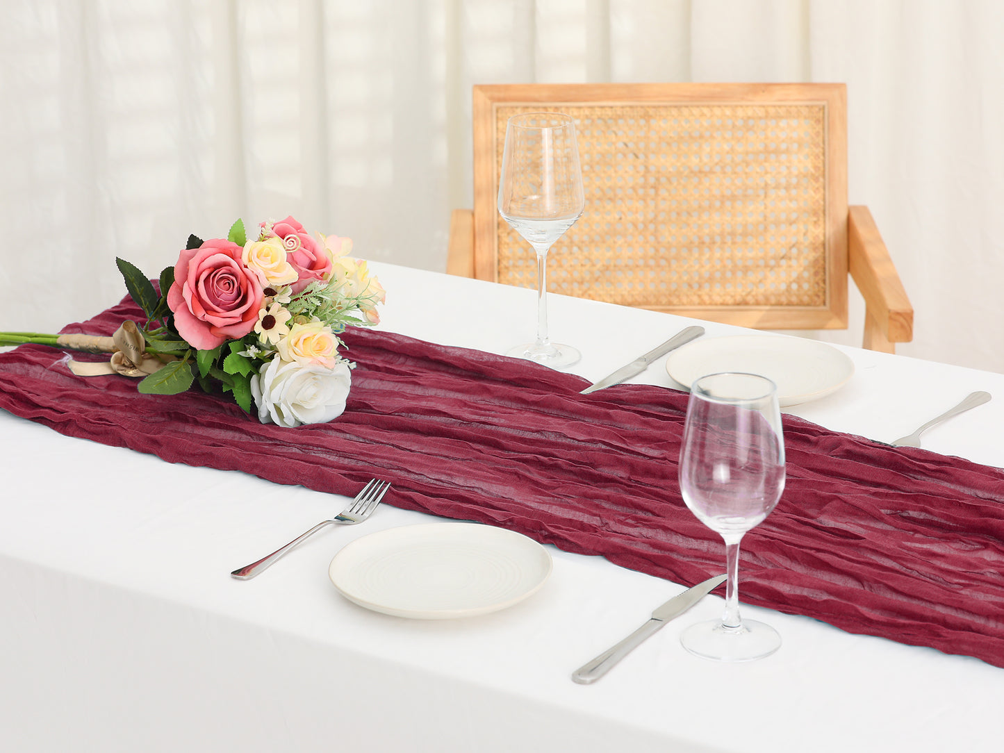 6 Pack Farmhouse Table Runner, Rustic Table Runner