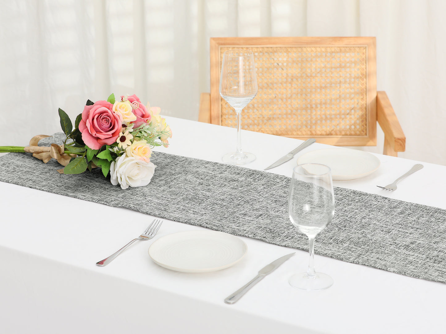 1 Pack Farmhouse Table Runners, Rustic Woven Dining Table Banner