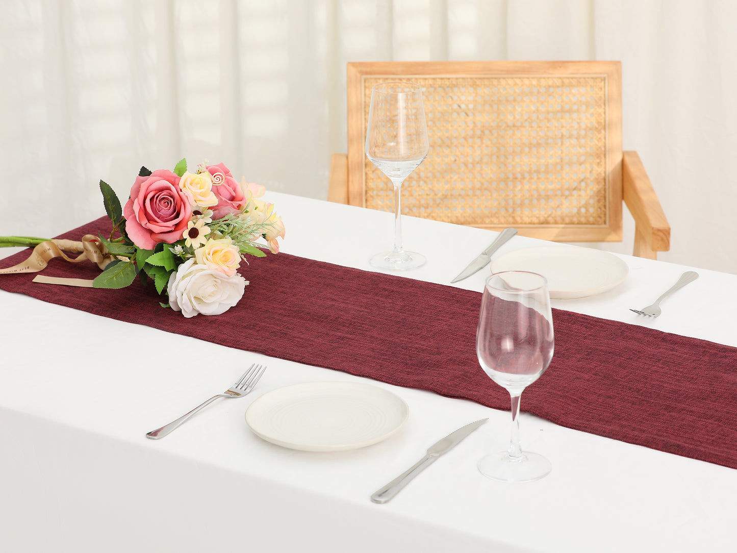 1 Pack Farmhouse Table Runners, Rustic Woven Dining Table Banner