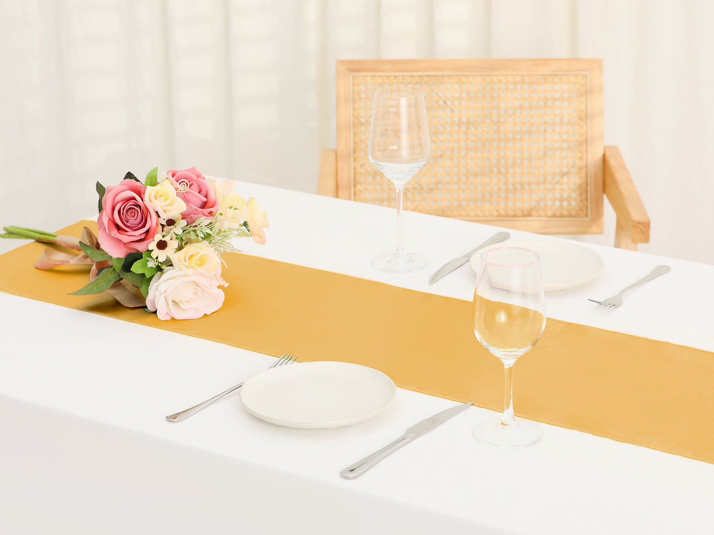 10 Pack Satin Table Runner, Long Polyester Table Runners