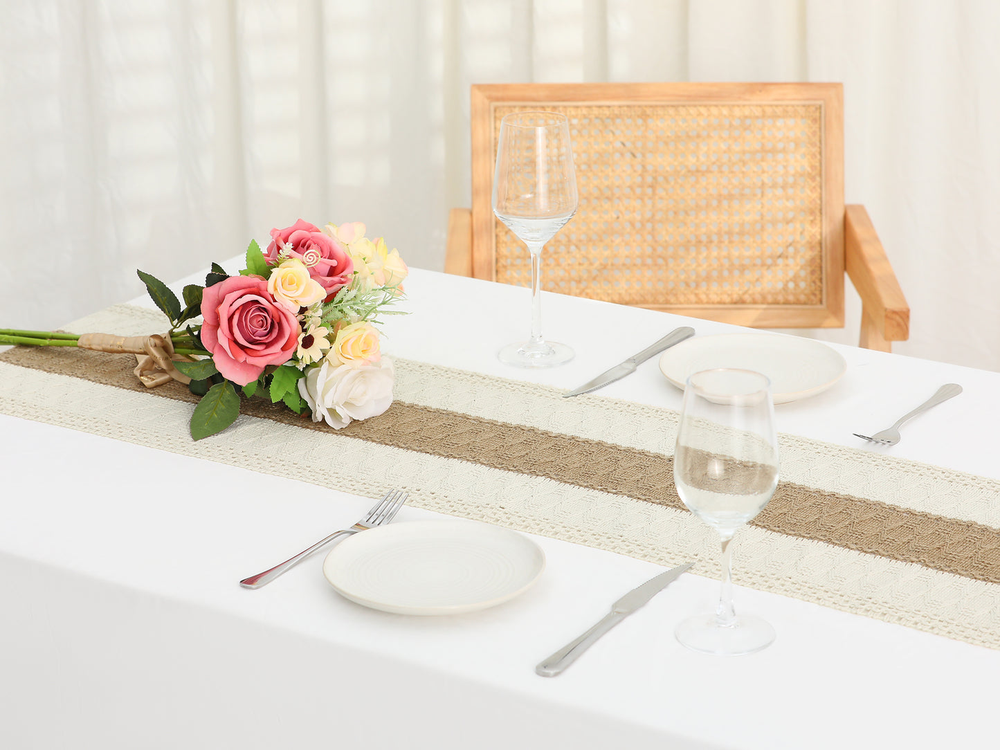 1 Pack Table Runner, Home Decor Rustic Table Runner with Tassels