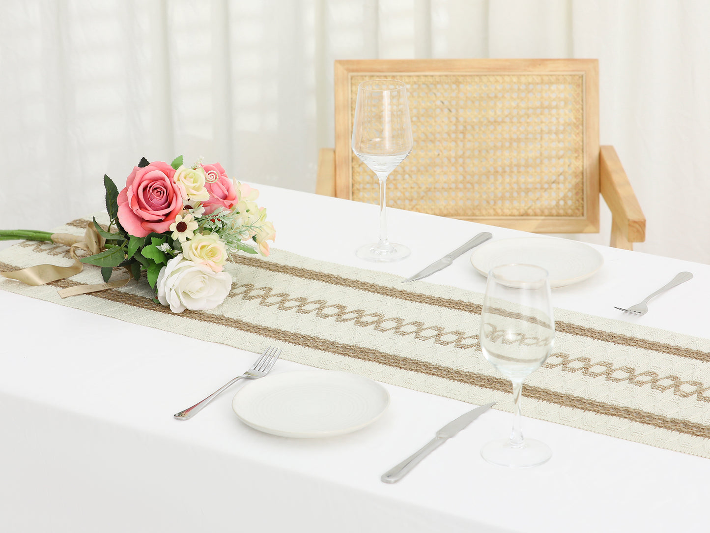 1 Pack Table Runner, Home Decor Rustic Table Runner with Tassels