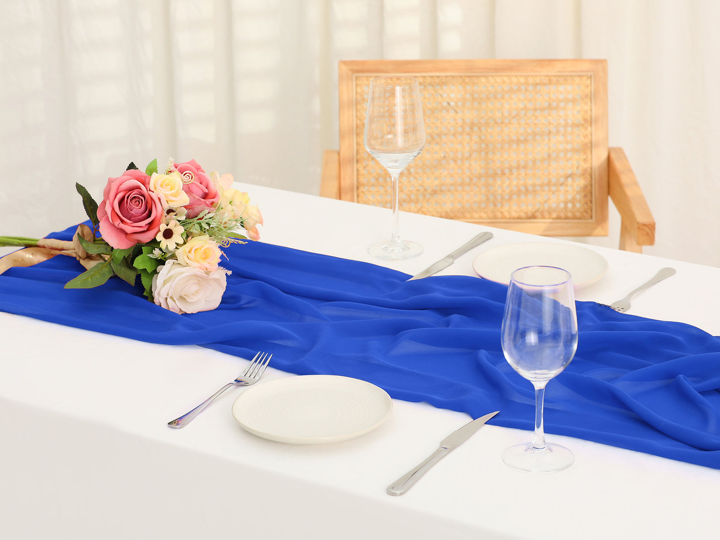 6 Pack Chiffon Table Runner, 120 Inches Long Gauze Table Runners, Rustic Sheer Table Decor