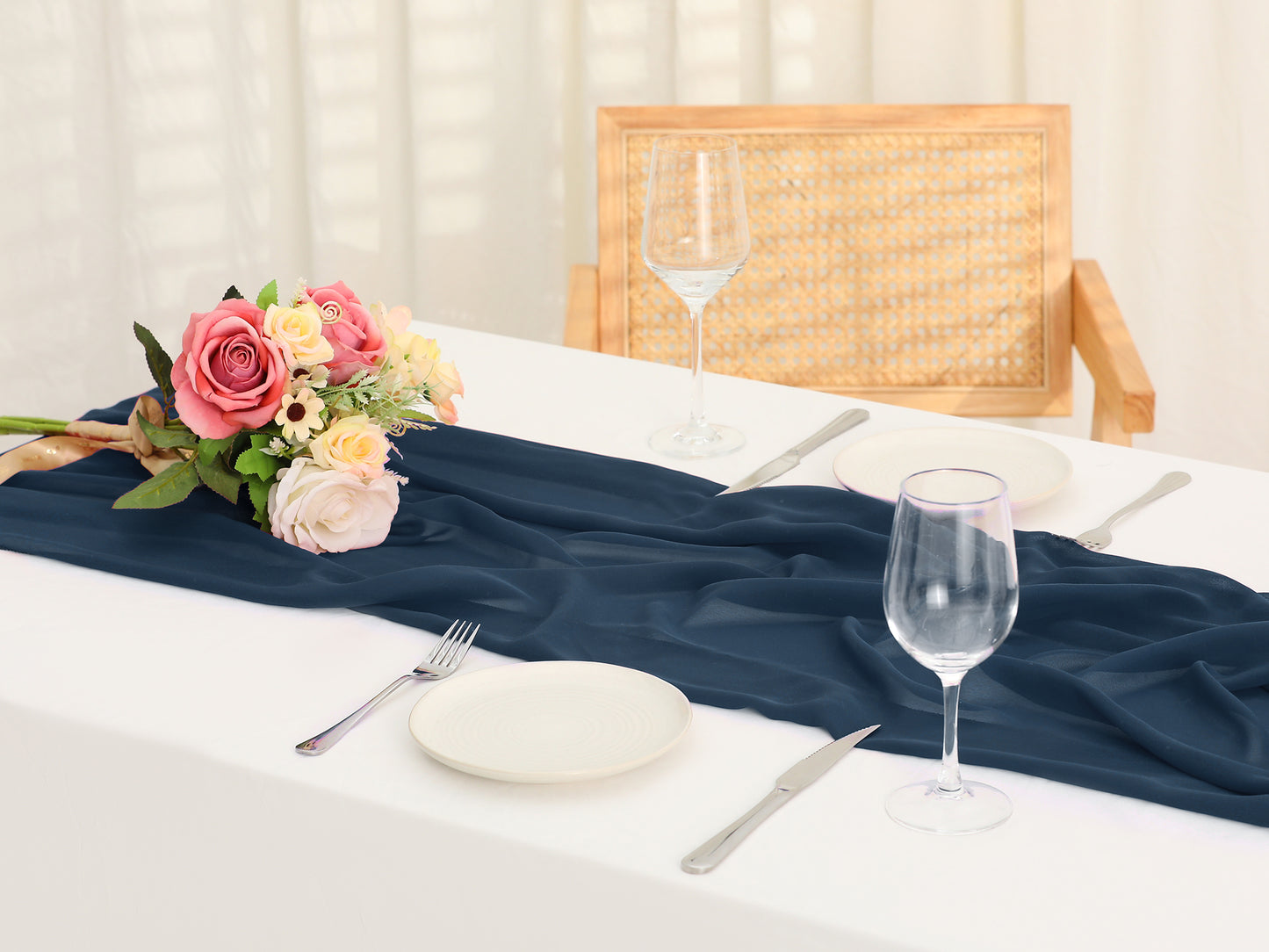 6 Pack Chiffon Table Runner, 120 Inches Long Gauze Table Runners, Rustic Sheer Table Decor