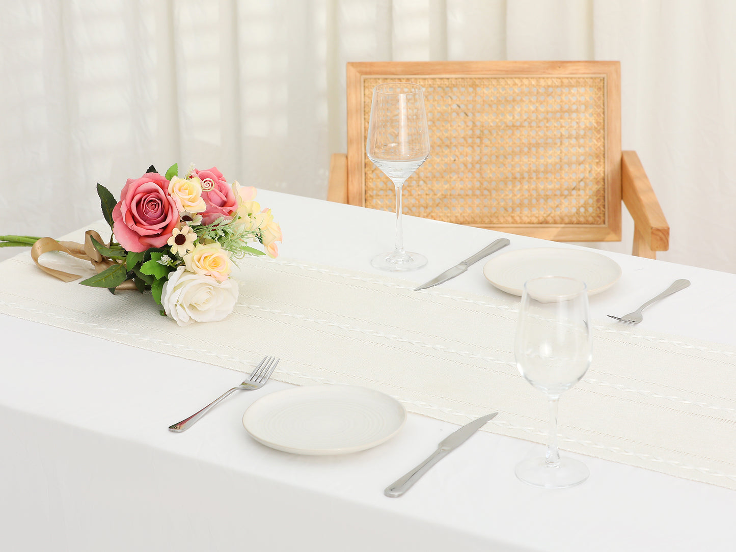 1 Pack Rustic Table Runner, Farmhouse Table Runners with Tassels, Rustic Table Runner