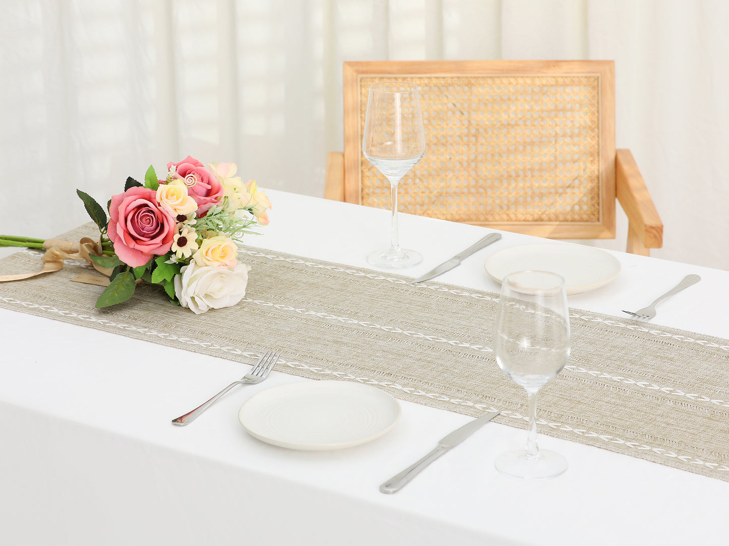 1 Pack Rustic Table Runner, Farmhouse Table Runners with Tassels, Rustic Table Runner