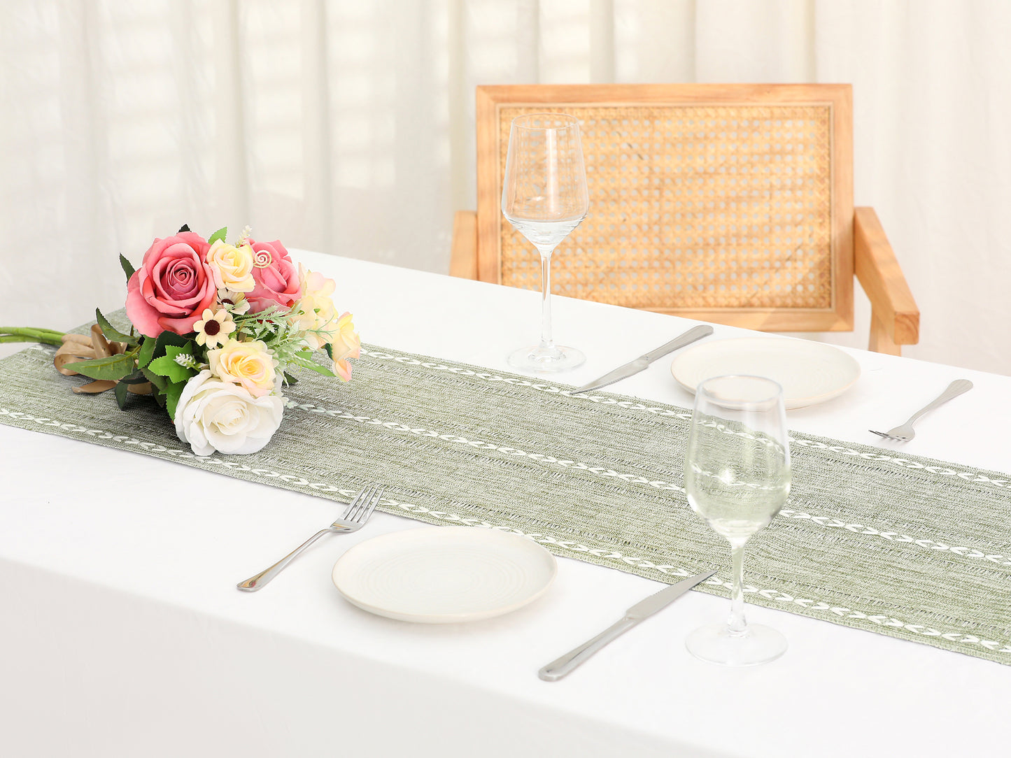 1 Pack Rustic Table Runner, Farmhouse Table Runners with Tassels, Rustic Table Runner