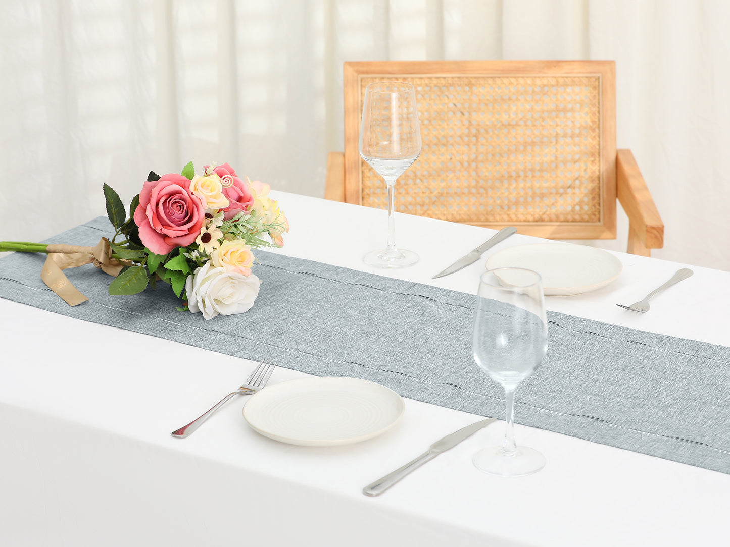 1 Pack Linen Table Runner, Farmhouse Style Tabletop Collection Table Runners