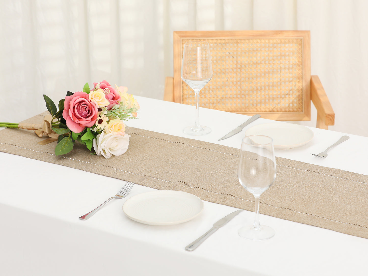 1 Pack Linen Table Runner, Farmhouse Style Tabletop Collection Table Runners