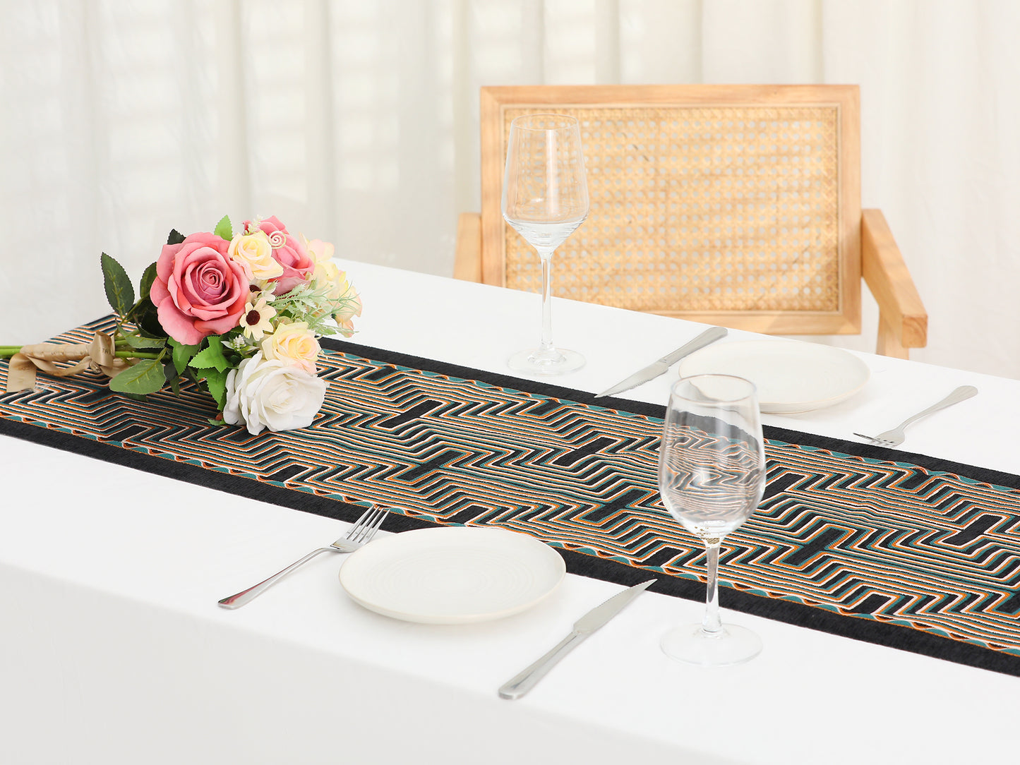 1 Pack Table Runner, Vintage Table Runners with Tassel