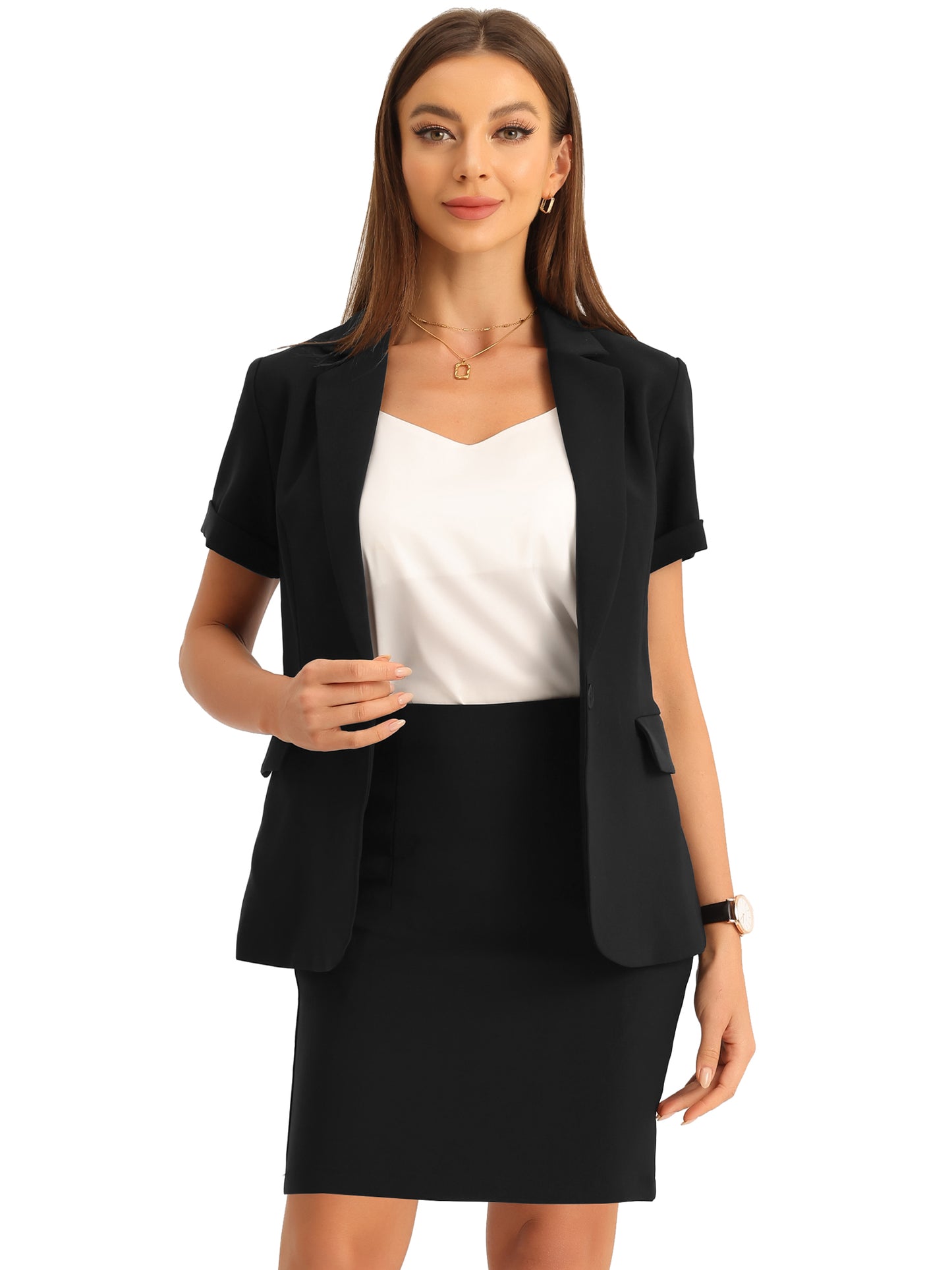 Women's Office Work Suit Blazer Skirt Suit 2 Piece Set