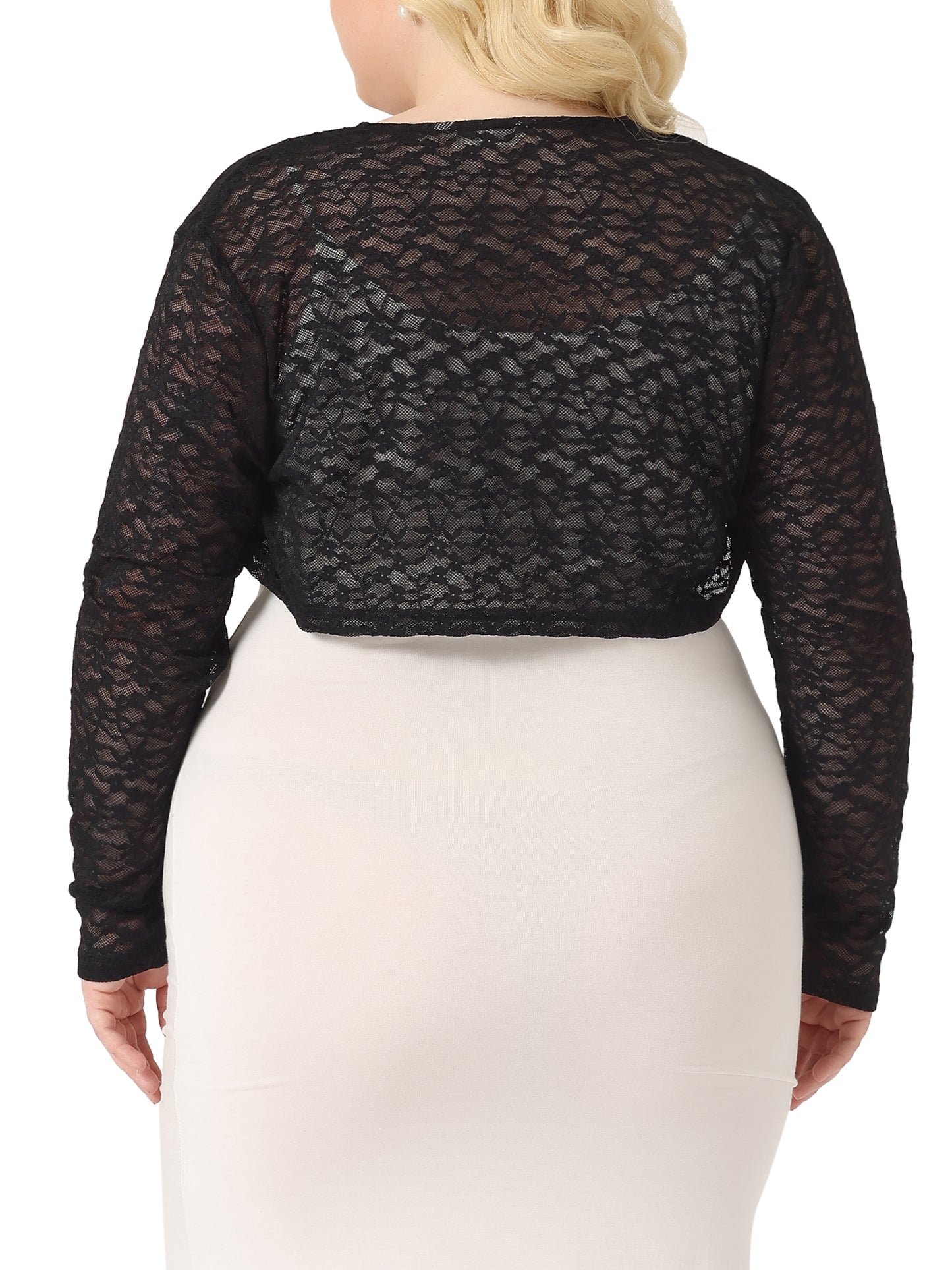 Women Plus Size Bolero Shrugs Elegant Open Front Sheer Summer Crop Lace Floral Cardigans