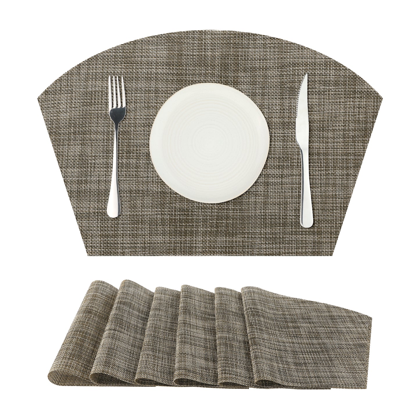 WovenTable Placemats Set of 6 Placemats Heat Resistant Water Proof Wipe Clean 18*12in