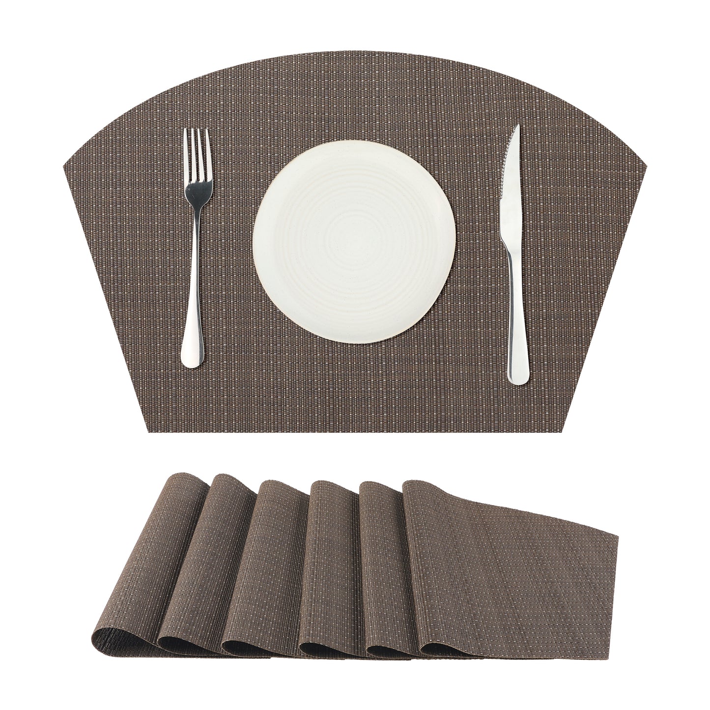 WovenTable Placemats Set of 6 Placemats Heat Resistant Water Proof Wipe Clean 18*12in