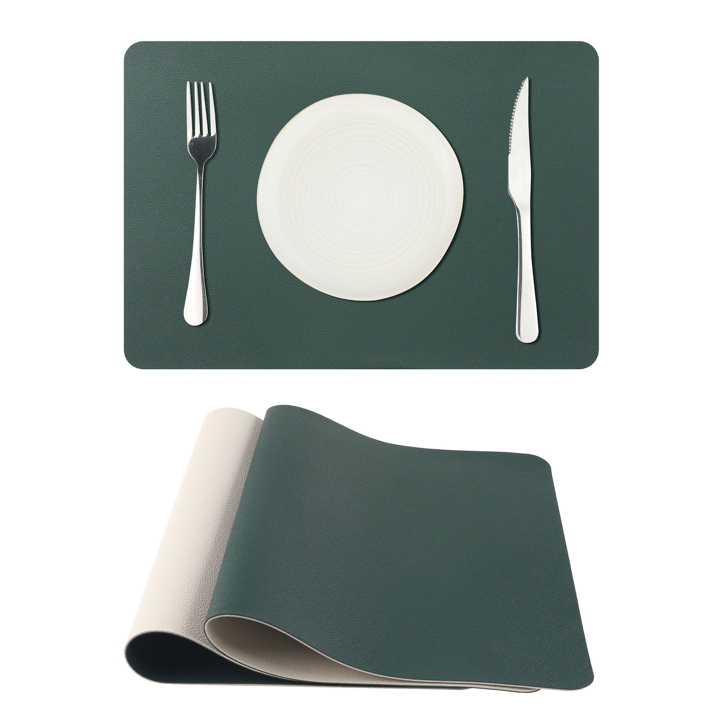 Placemats Set of 2 Faux Leather Heat Resistant Wipeable 17*12in