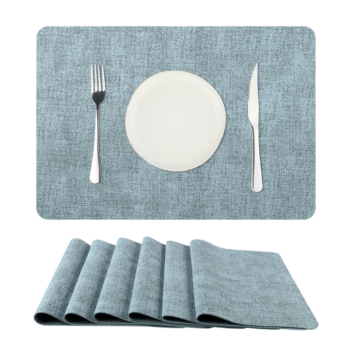 Placemats Set of 6 Faux Leather for Kitchen Dining Table Decor, Easy to Clean 17*12in