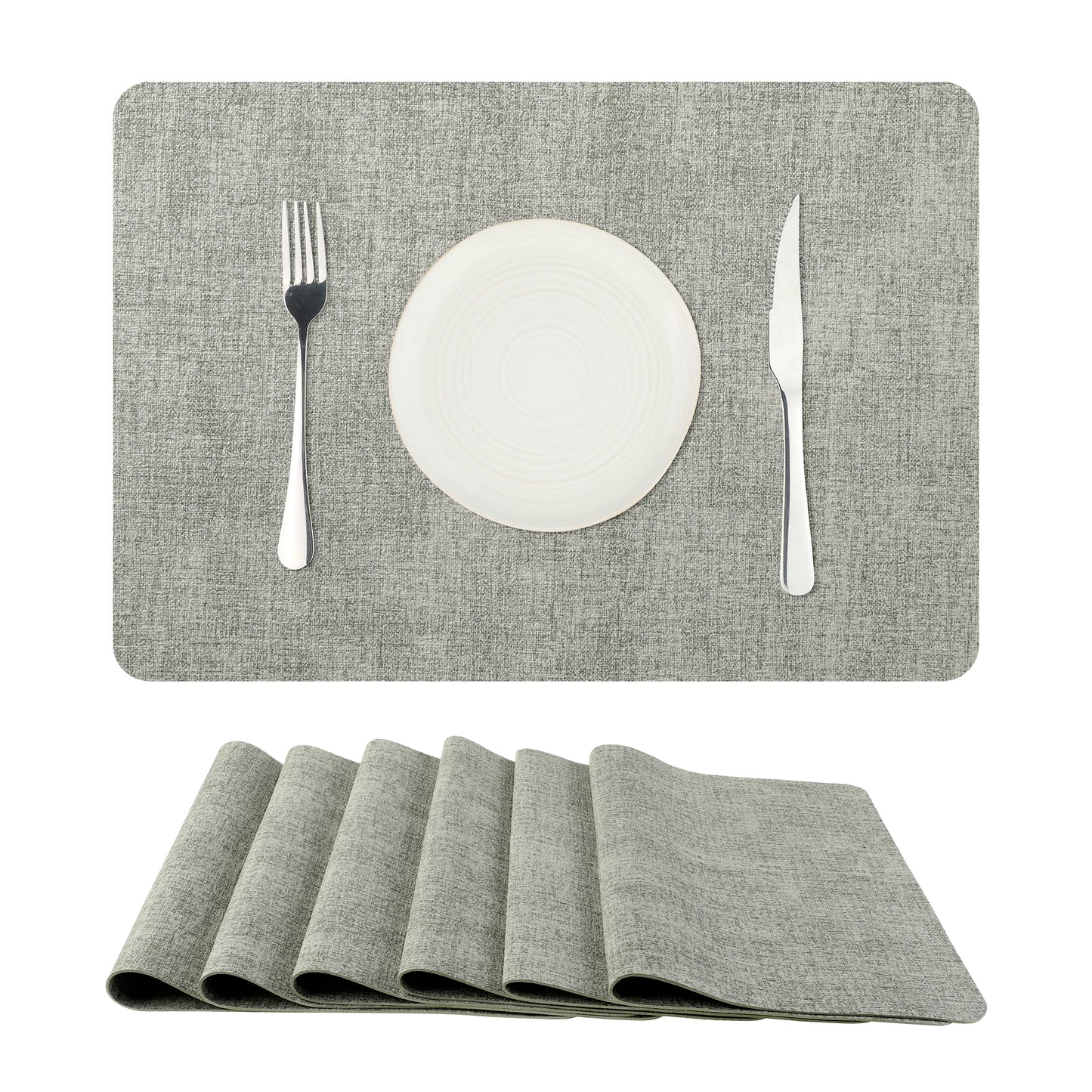 Placemats Set of 6 Faux Leather for Kitchen Dining Table Decor, Easy to Clean 17*12in