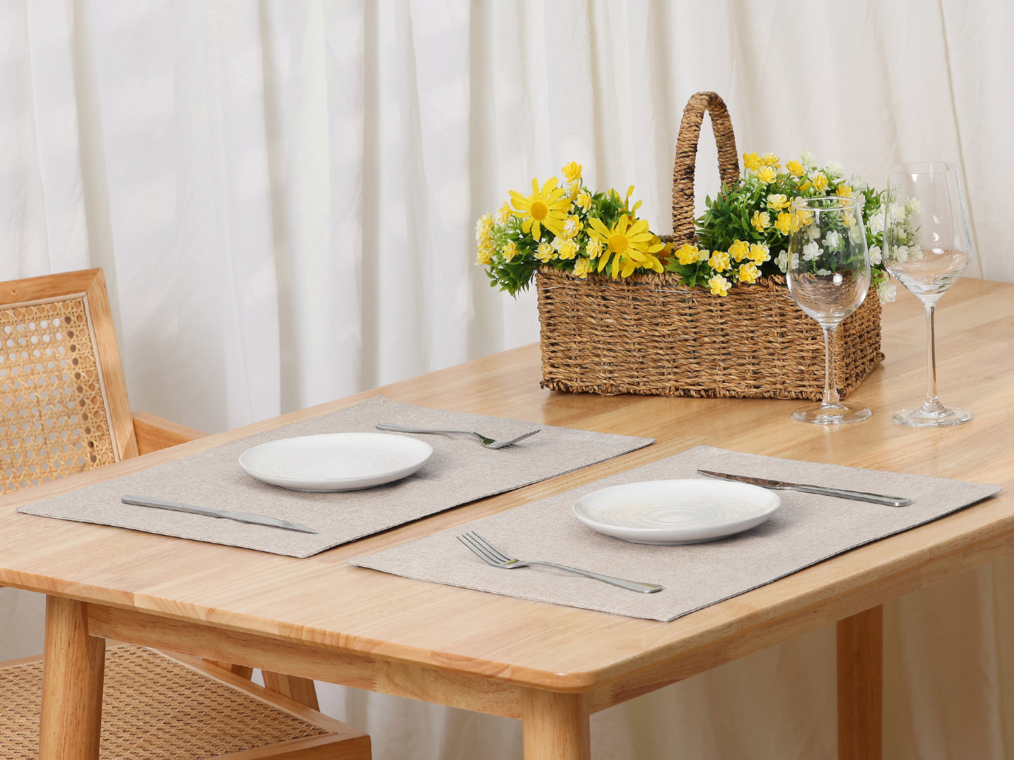 Placemats Set of 6, Heat Resistant Place Mats, Imitation Linen Place Mat 19*13in