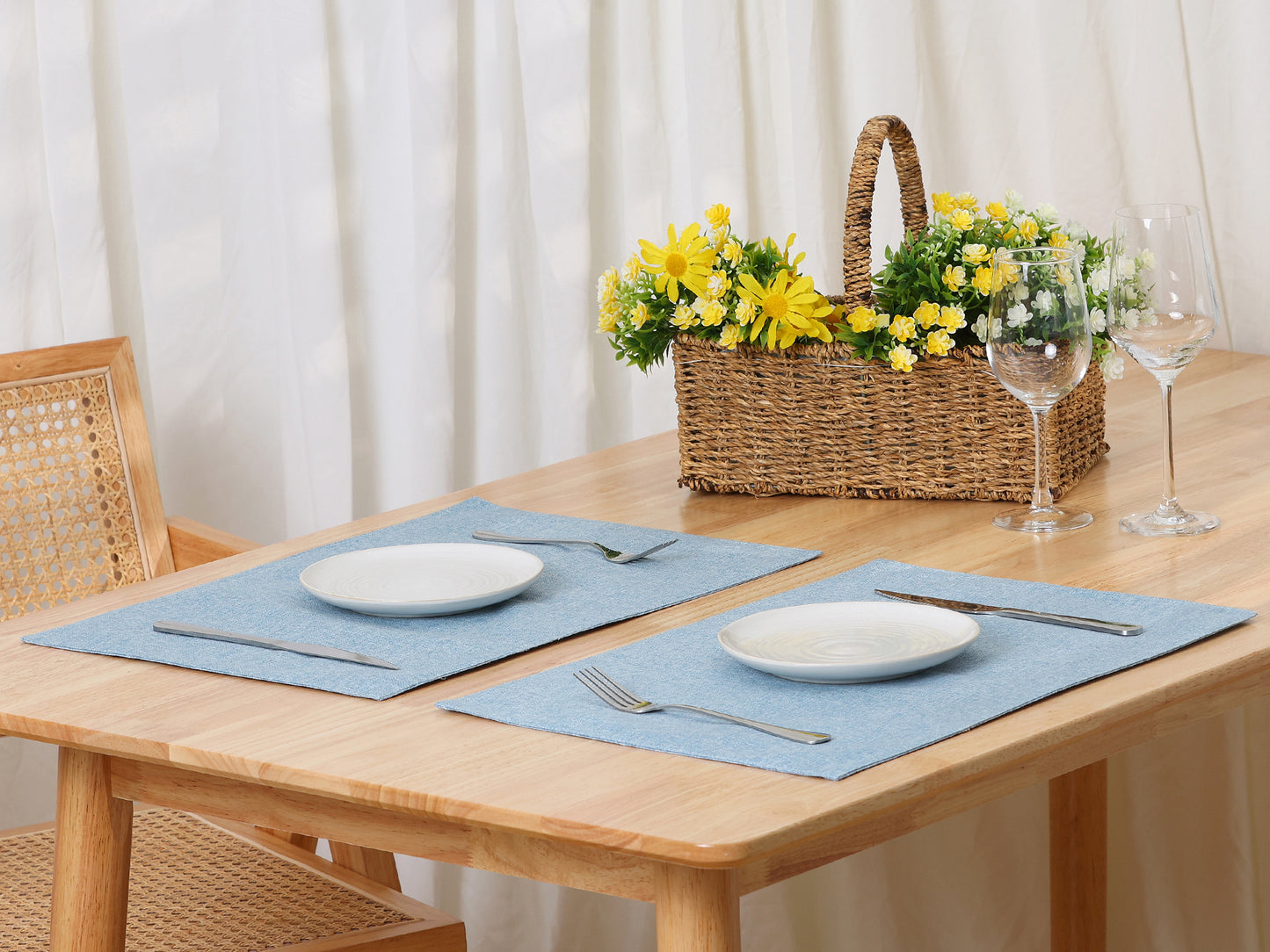 Placemats Set of 6, Heat Resistant Place Mats, Imitation Linen Place Mat 19*13in
