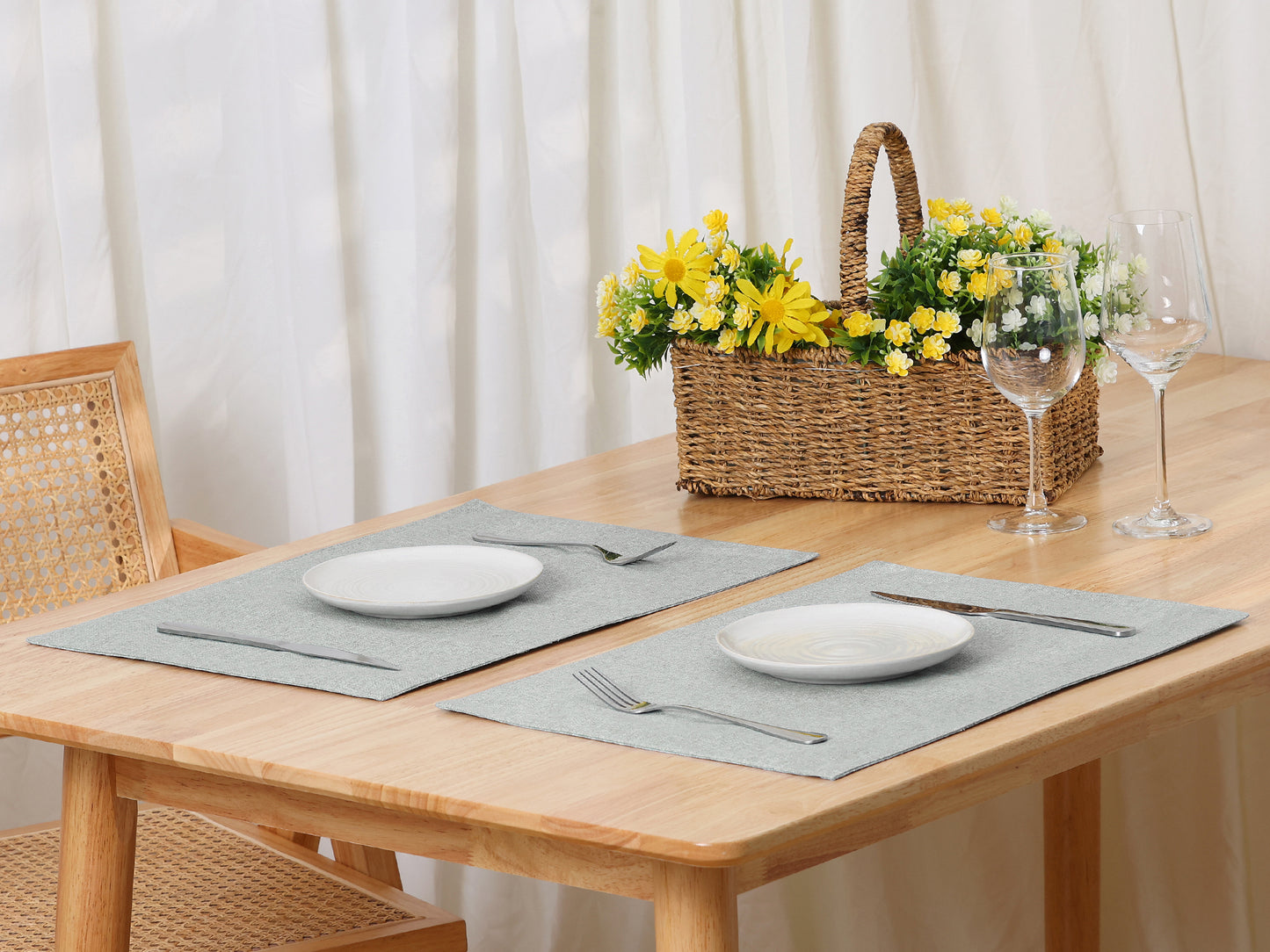 Placemats Set of 6, Heat Resistant Place Mats, Imitation Linen Place Mat 19*13in