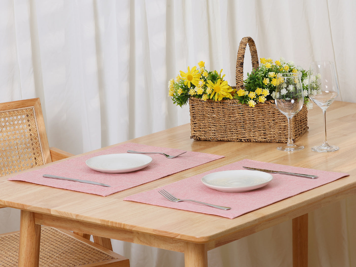 Placemats Set of 6, Heat Resistant Place Mats, Imitation Linen Place Mat 19*13in