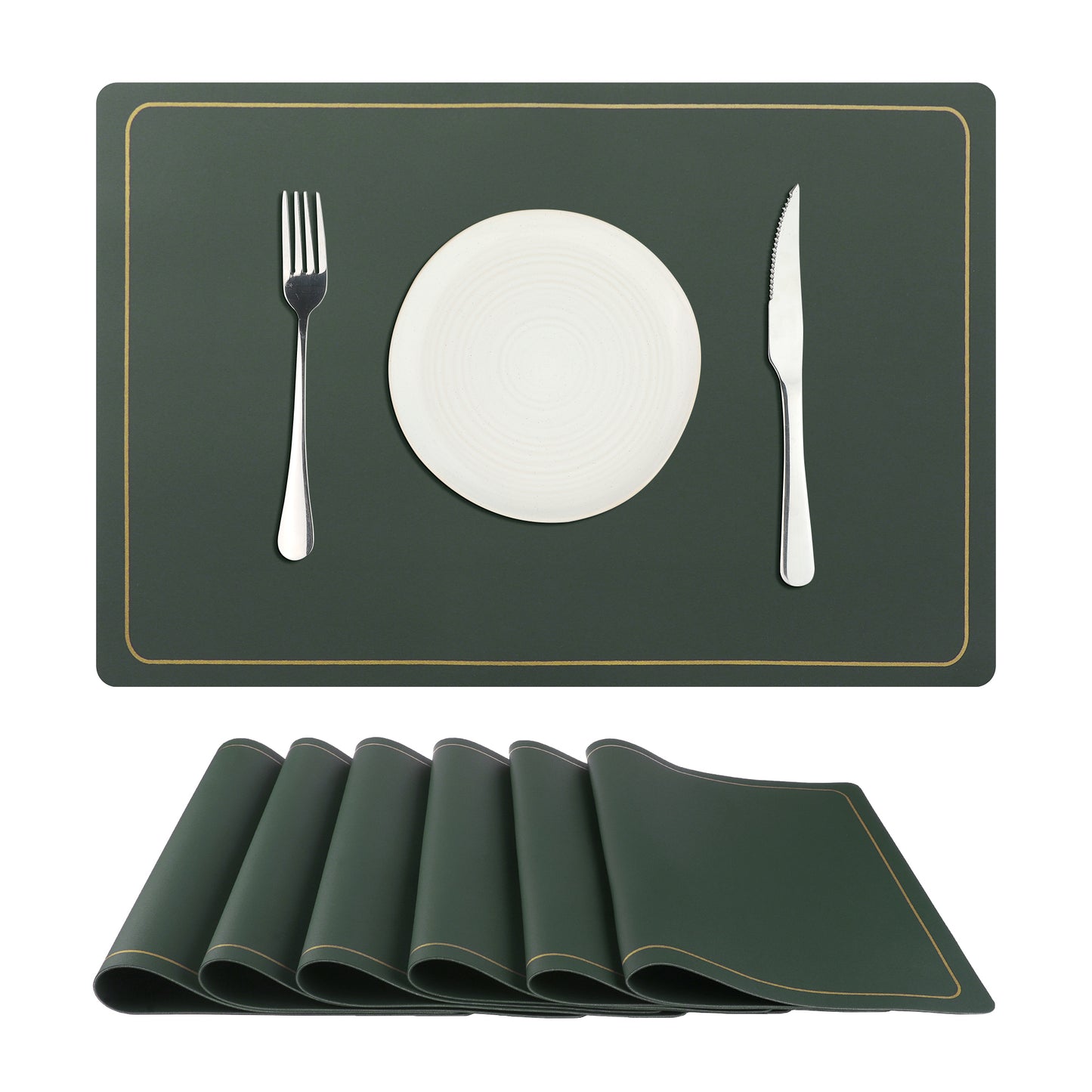 Juego de 6 manteles individuales de piel sintética para decoración de mesa de cocina, lavables y lavables, 45,7 x 30,5 cm