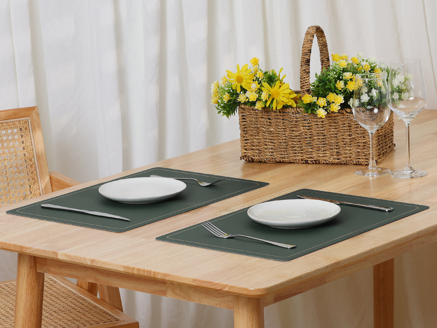 Set of 6 Faux Leather Placemats for Kitchen Dining Table Decor, Washable Wipeable 18*12in