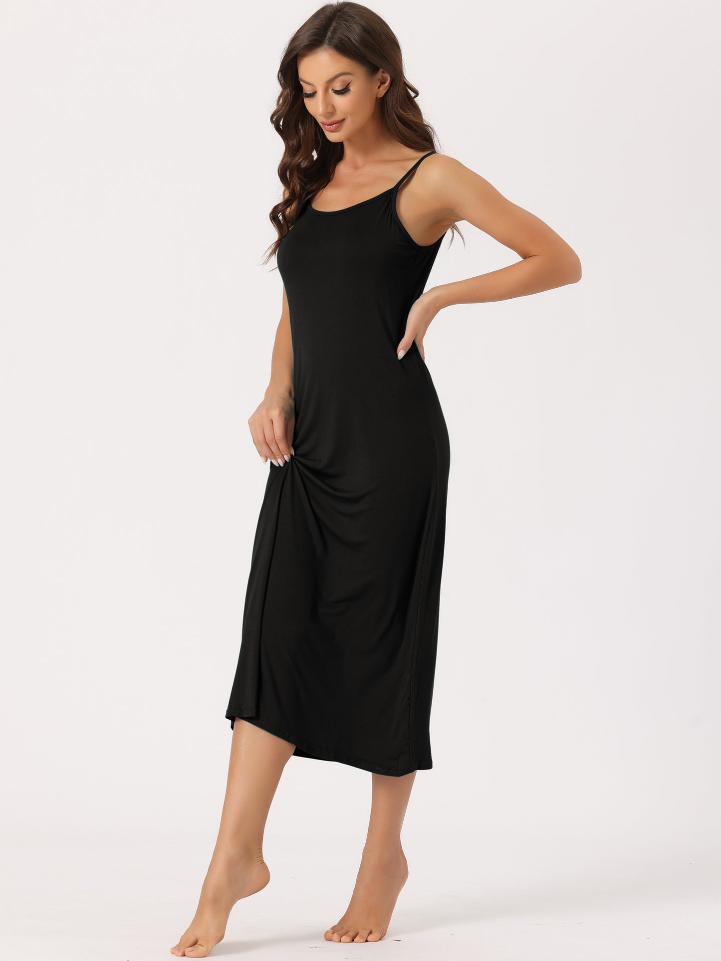 Women's Full Slip Dress Spaghetti Strap Cami Tank Long Underdress Nightgown (Plus Size Available)