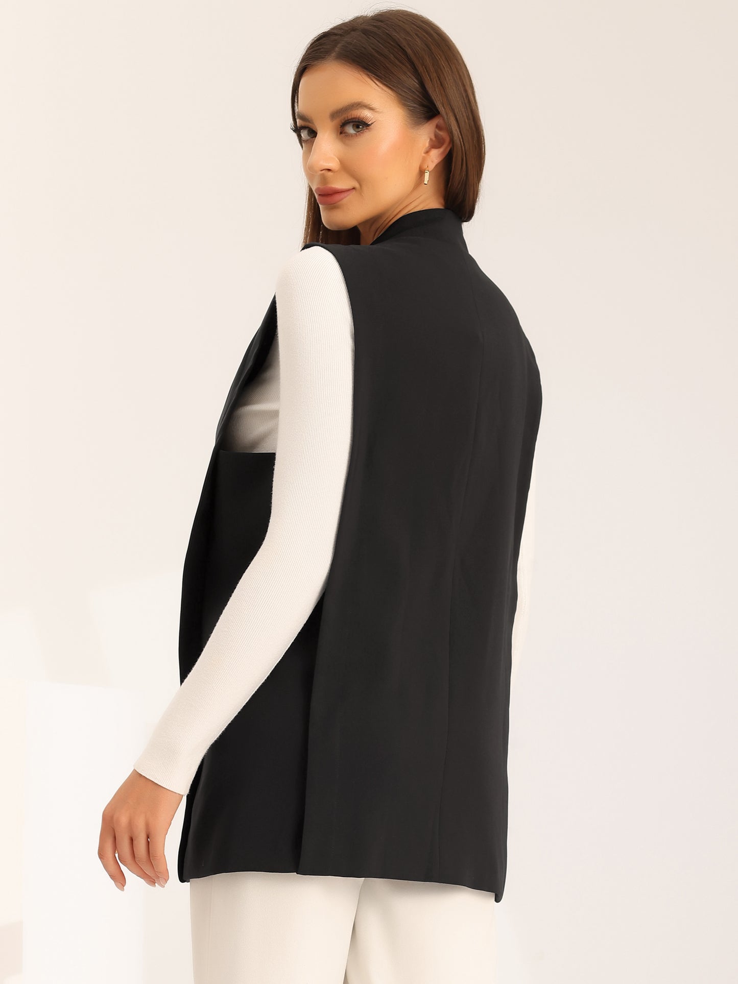 Women's Business Casual Sleeveless Notched Neck Blazer Vest