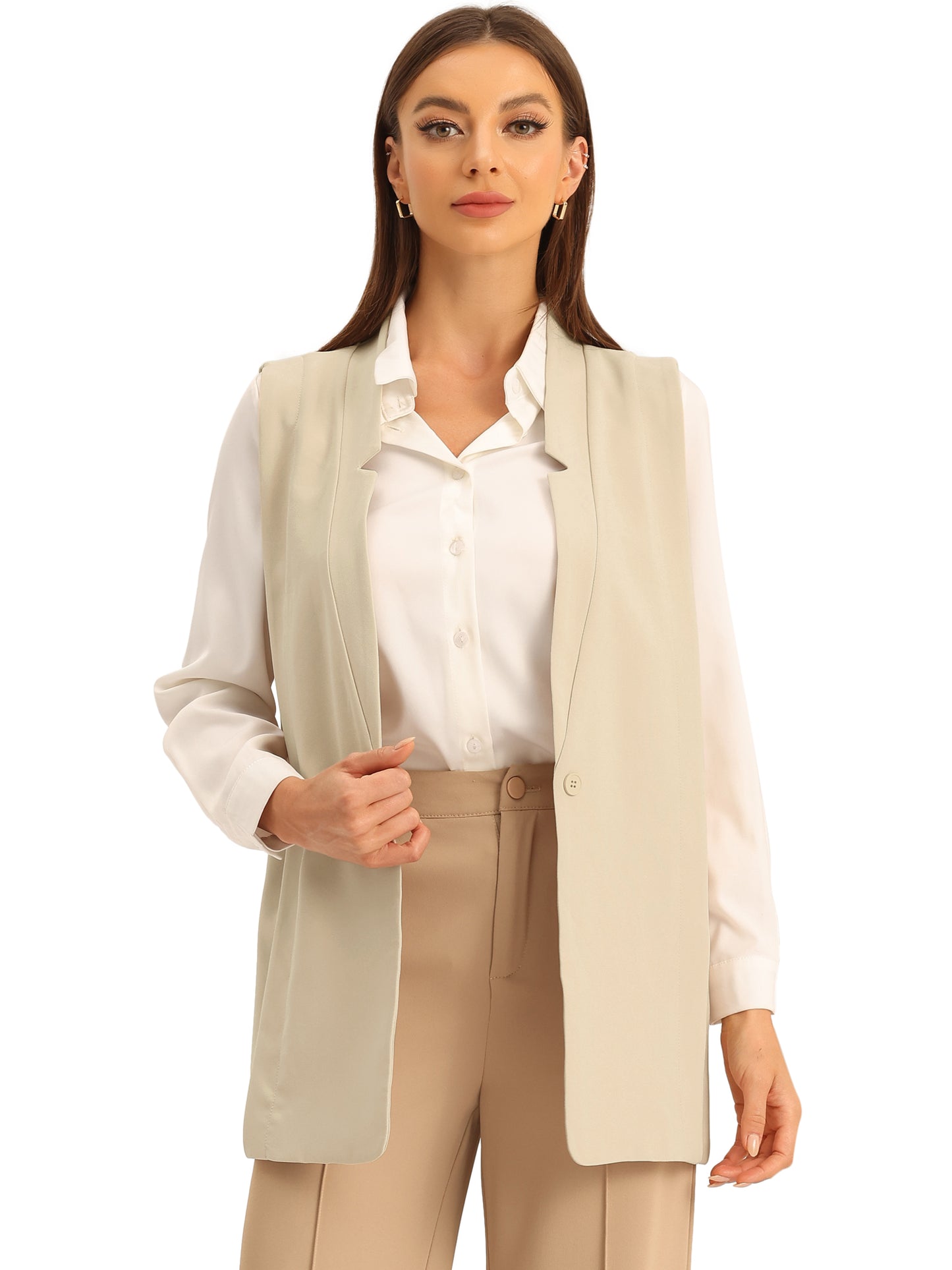 Women's Business Casual Sleeveless Notched Neck Blazer Vest