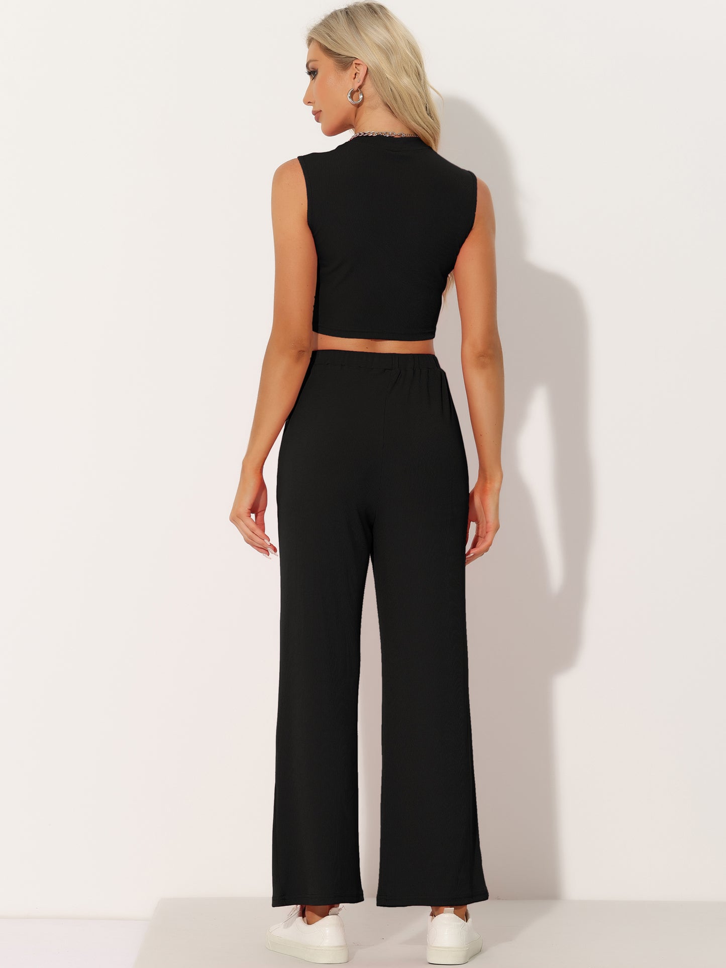Women's Summer Tank Top Wide Leg Pants Two Piece Lounge Set
