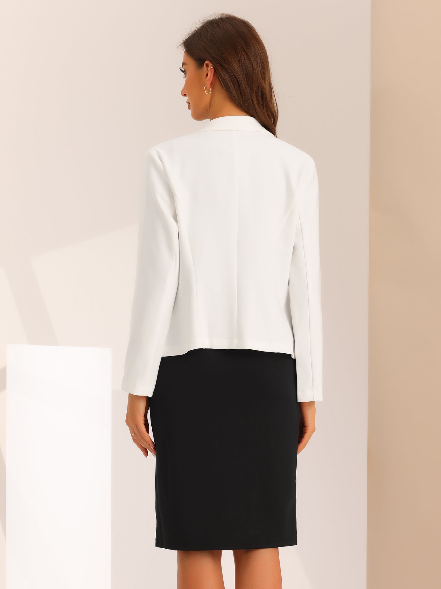 Women's 2 Piece Business Dress Suit Set Work Office Notched Lapel Blazer V Neck Dress