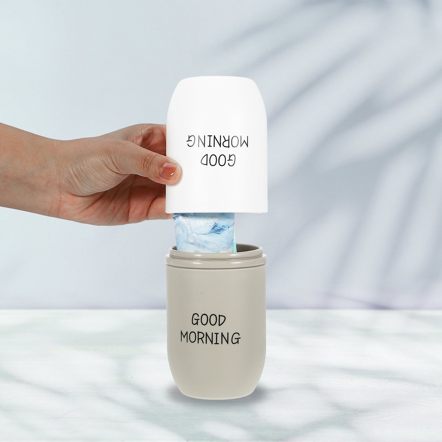 Plastic Lightweight Traveling Toothbrush Holders Case, 7.87"x2.87" White, Gray