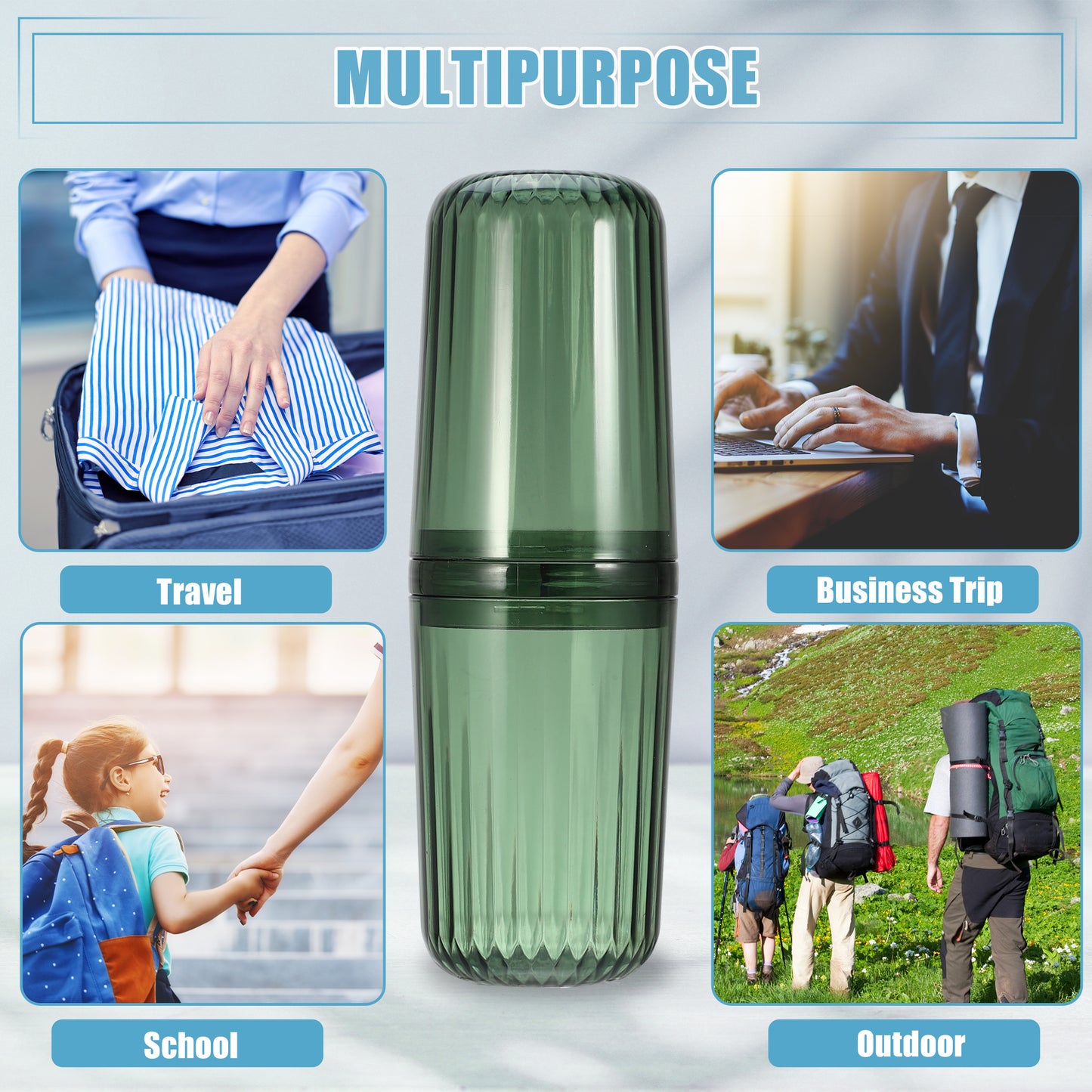 Clear Toothbrush Case for Travel Business, 8.27"x2.76" Green