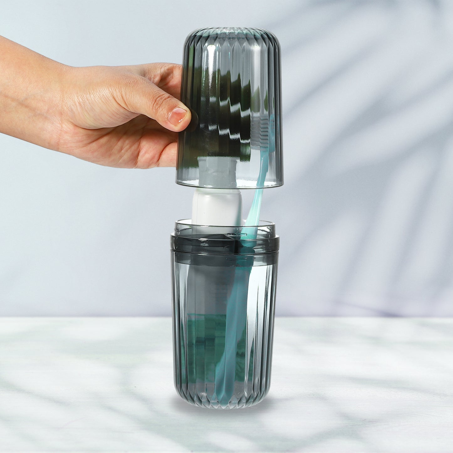 Clear Toothbrush Case for Travel Business, 8.27"x2.76" Gray