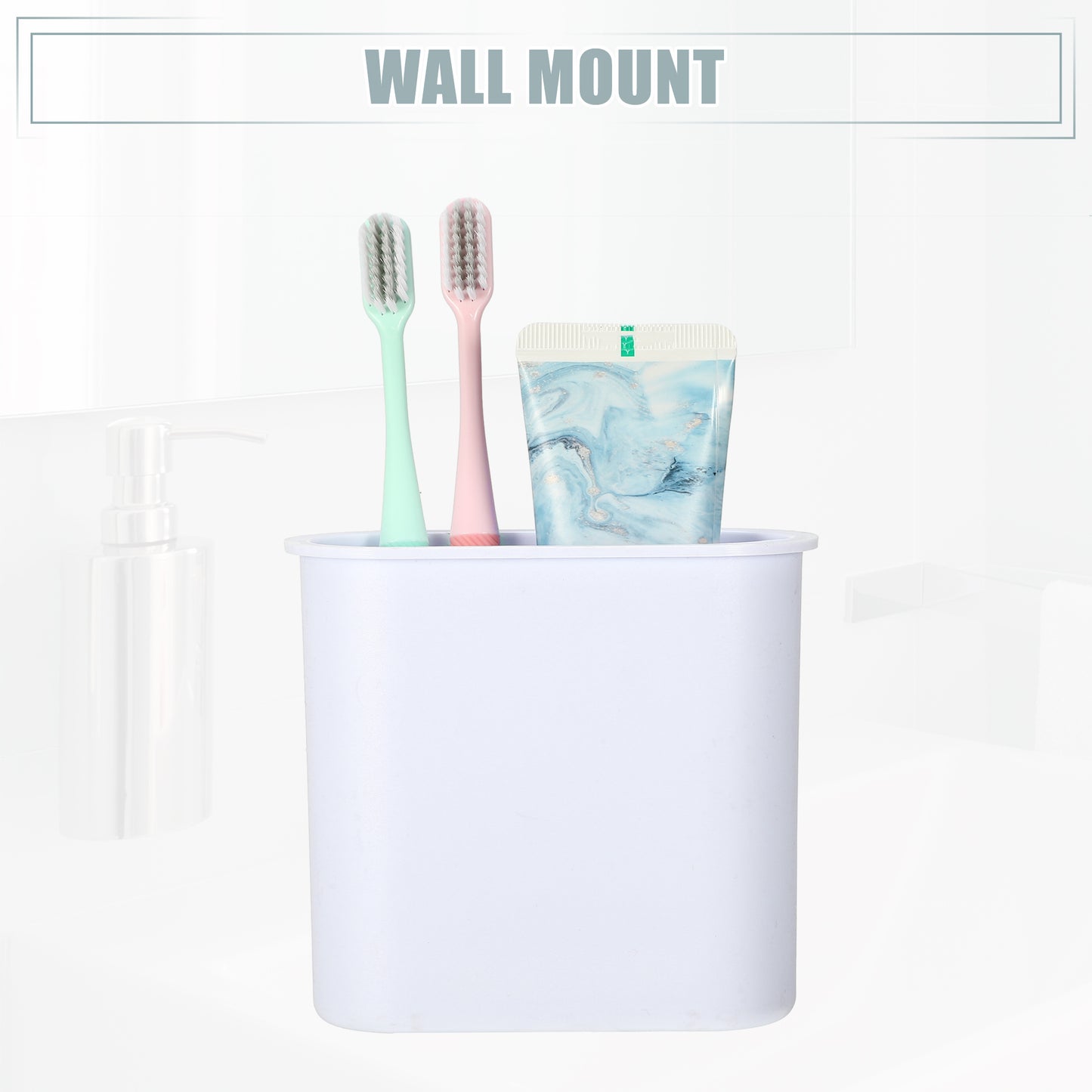 Self Adhesive Wall Mount Toothbrush Holder Stand for Bathroom, 4.65"x2.13"x4.25" White