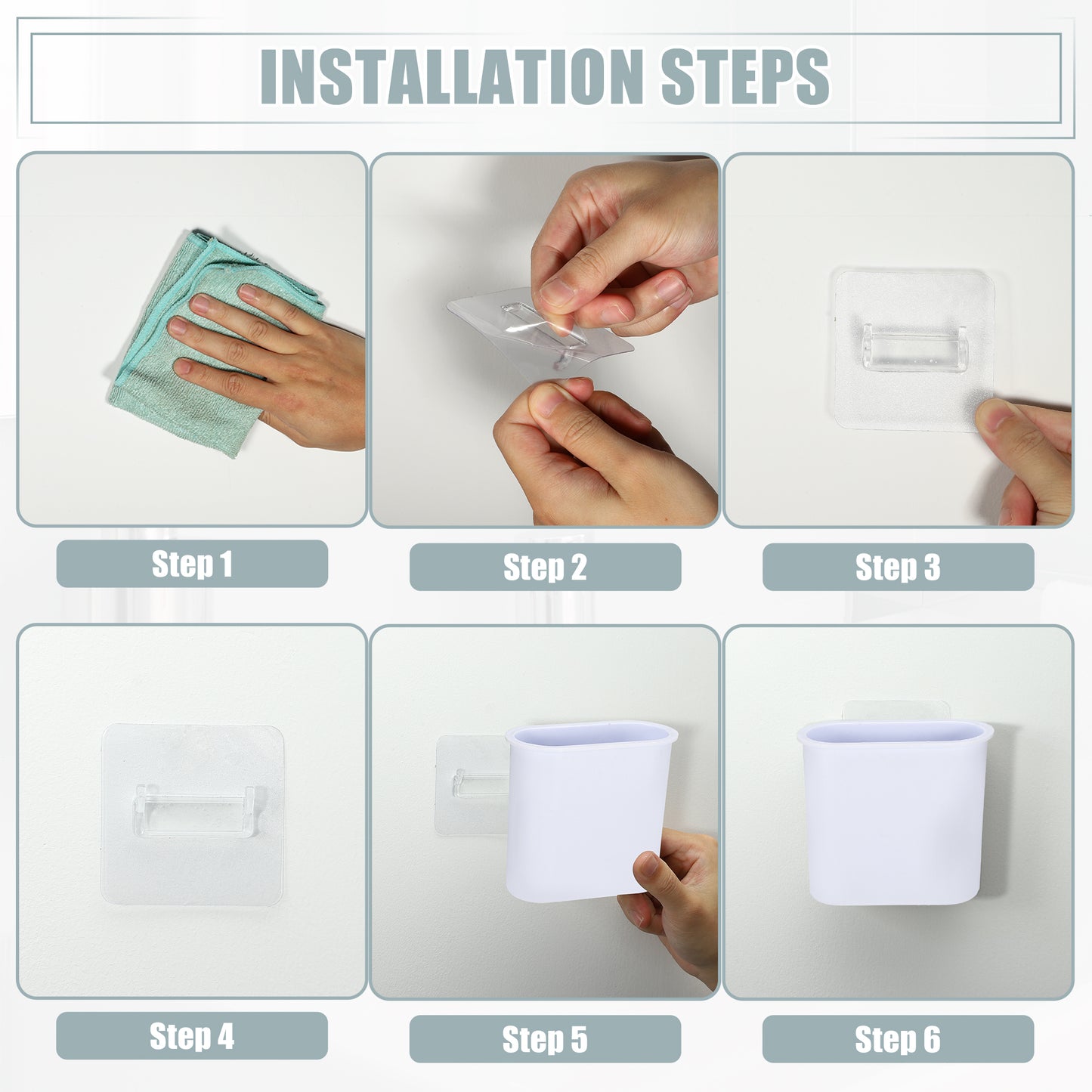 Self Adhesive Wall Mount Toothbrush Holder Stand for Bathroom, 4.65"x2.13"x4.25" White