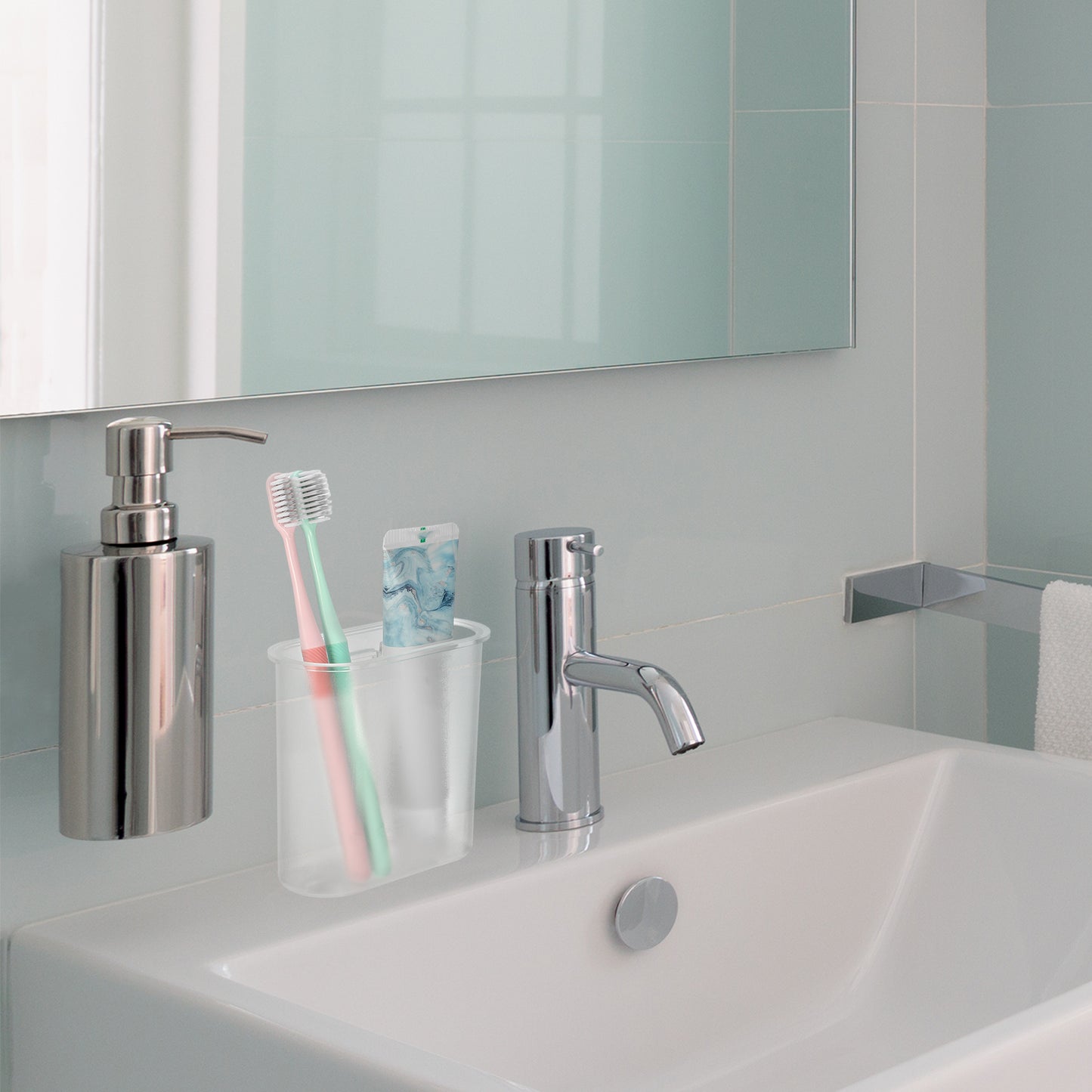 Self Adhesive Wall Mount Toothbrush Holder Stand for Bathroom, 4.65"x2.13"x4.25" Clear