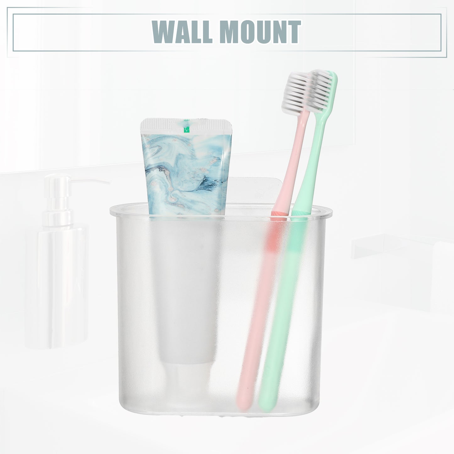 Self Adhesive Wall Mount Toothbrush Holder Stand for Bathroom, 4.65"x2.13"x4.25" Clear